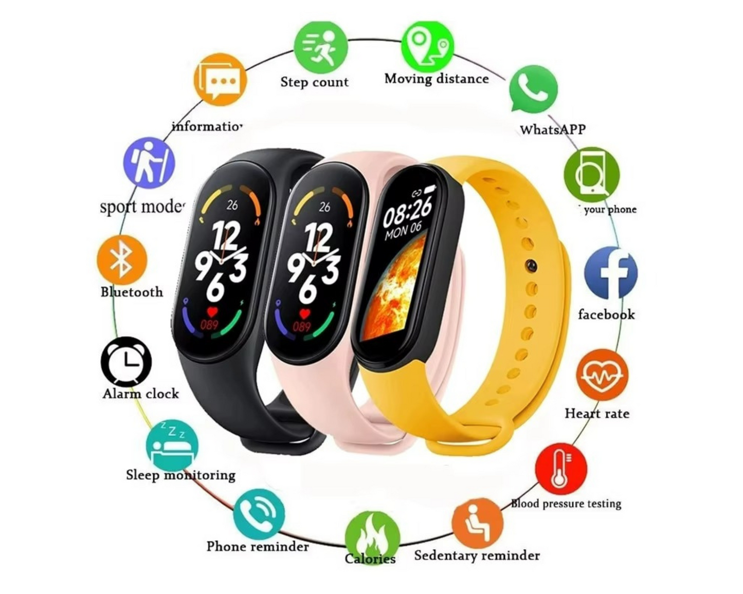 Rockman M8 Smart Sports Watch Waterproof Wristband - Dark Blue