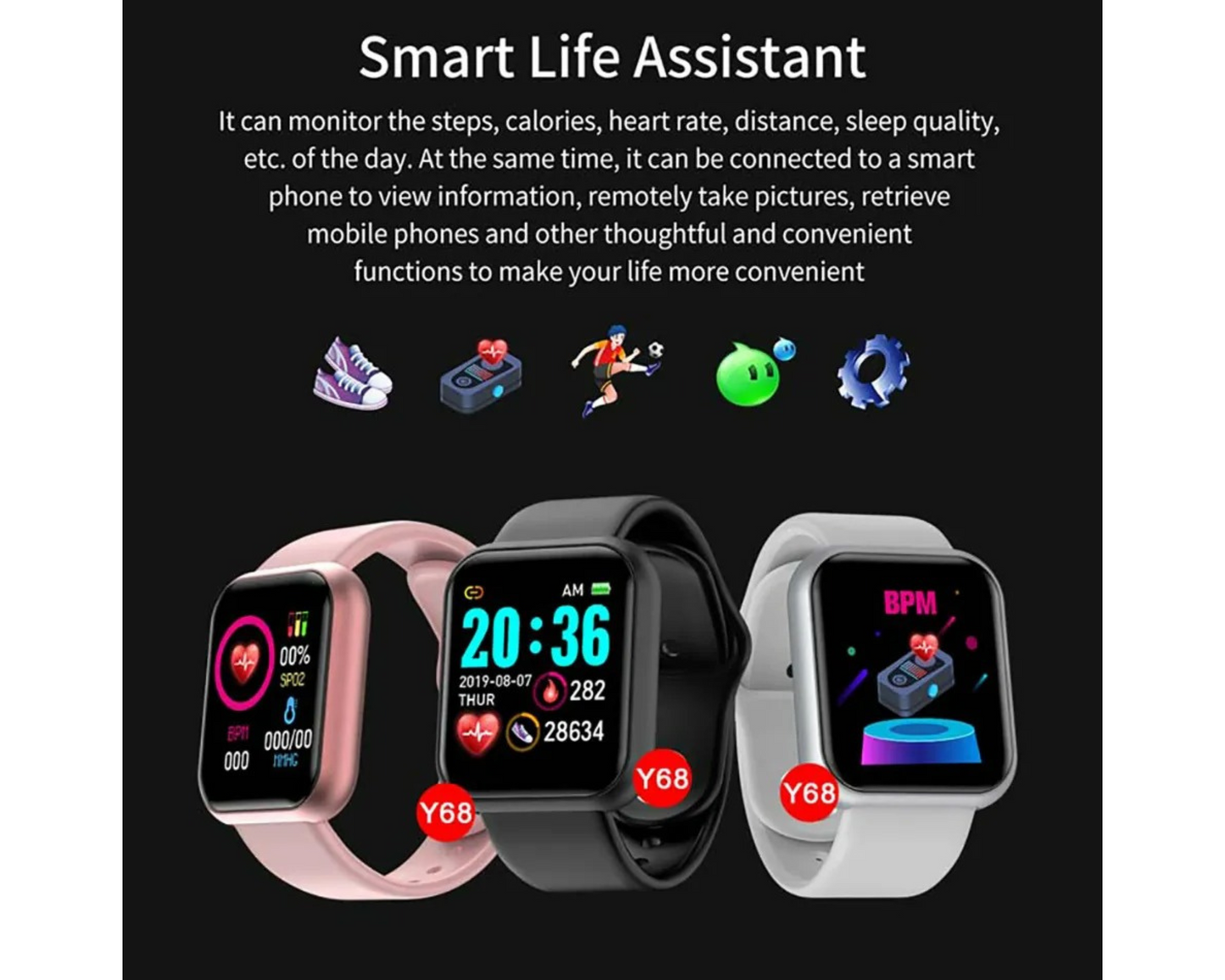 Rockman D20 Waterproof Touchscreen Smartwatch-Black