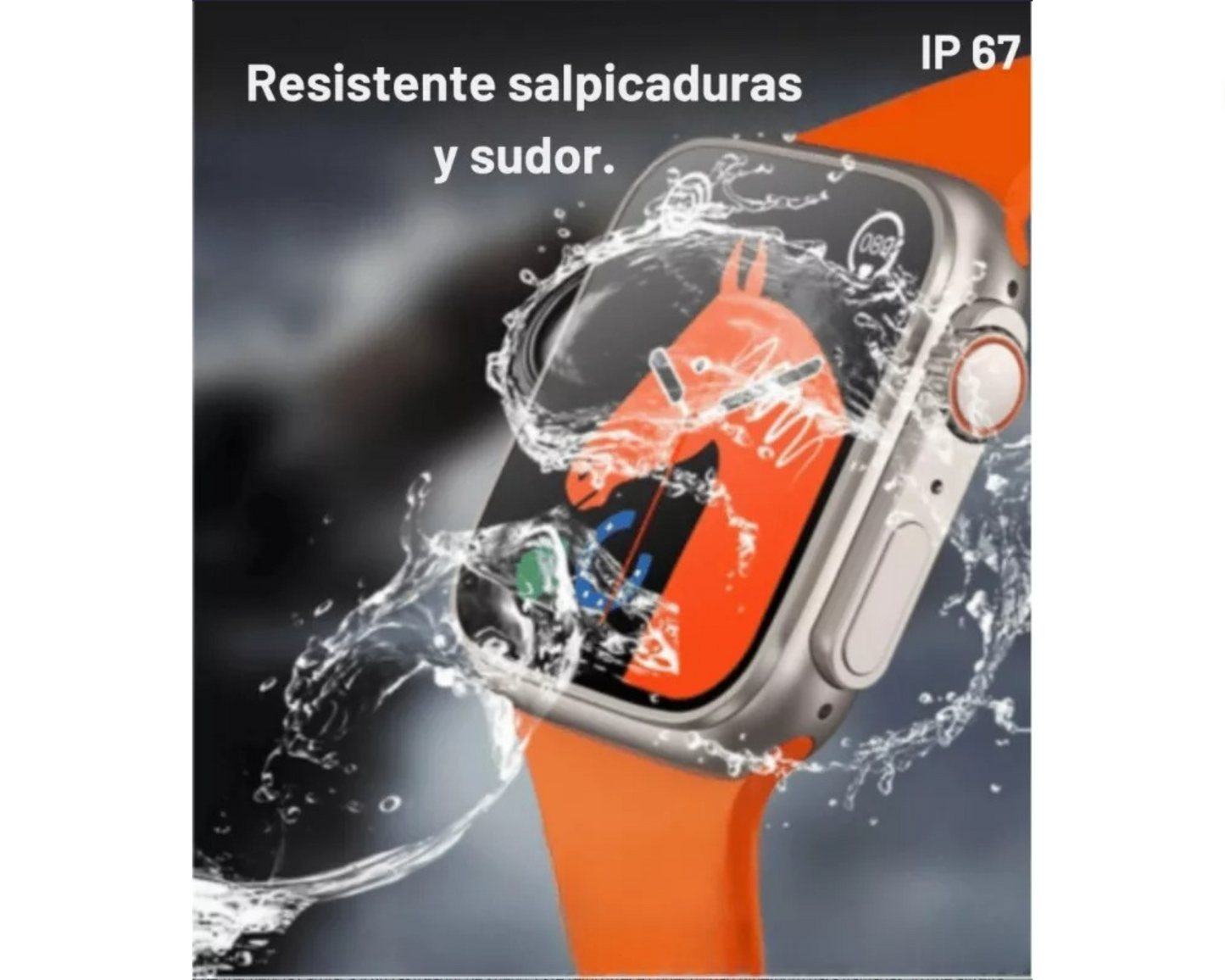 Rockman T900 Ultra Fitness watch with Orange, Beige, Black and Silver strap